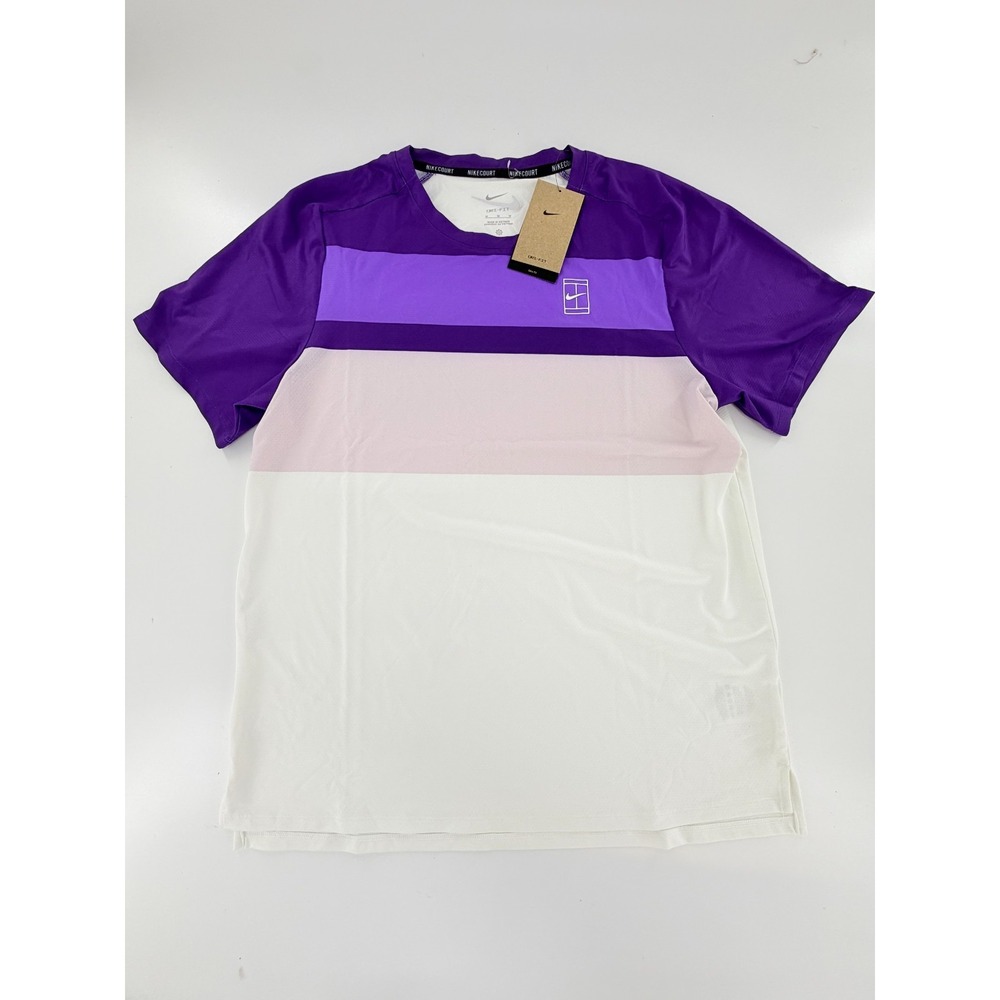 Nike Court Advantage Dri-FIT Tennis Shirt Purple White Mens Size M FZ6916-507